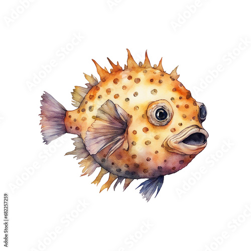 watercolour pufferfish