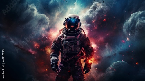 An astronaut looks into space. AI Generation © Terablete