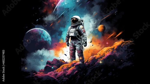 An astronaut looks into space. AI Generation © Terablete