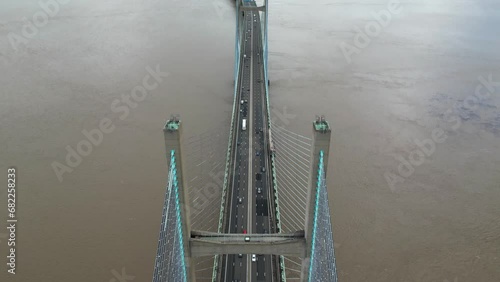 Aerial shot of Prince of Wales Bridge between England and Wales, United Kingdom photo
