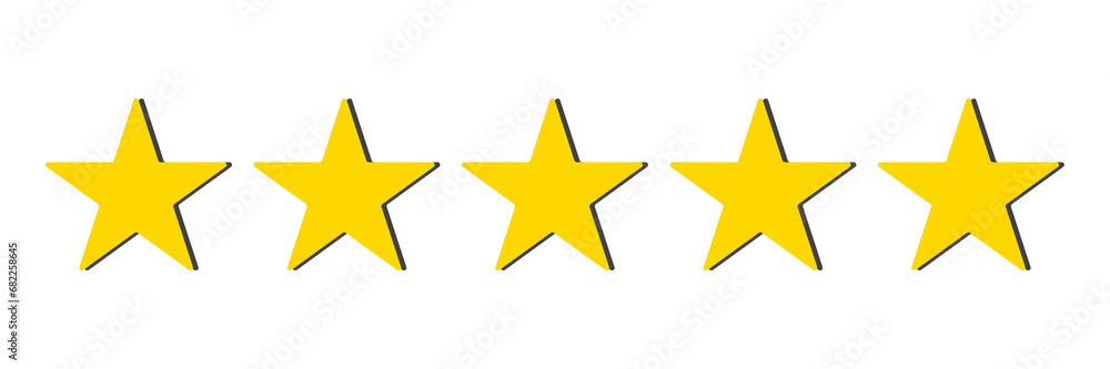 Golden 5-star icon with shade Golden 5-star icon with shade