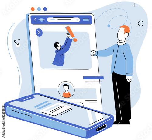 Mobile app marketing vector illustration. Commercial success in app market relies on effective marketing strategies Developing comprehensive marketing plan is crucial for reaching target audiences