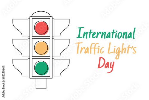 World Traffic Light Day. Traffic light on a white background. Road semaphore. Illustration in flat style, vector