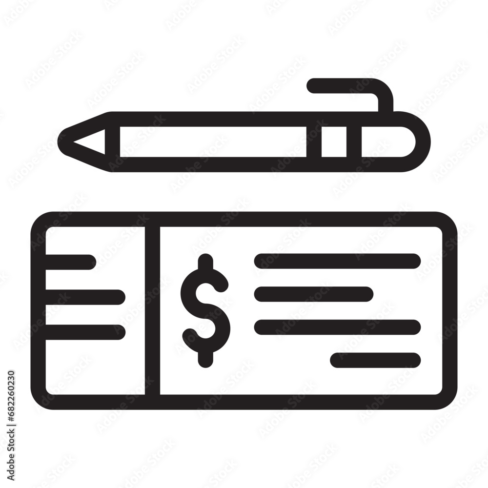bank check line icon bank check line icon