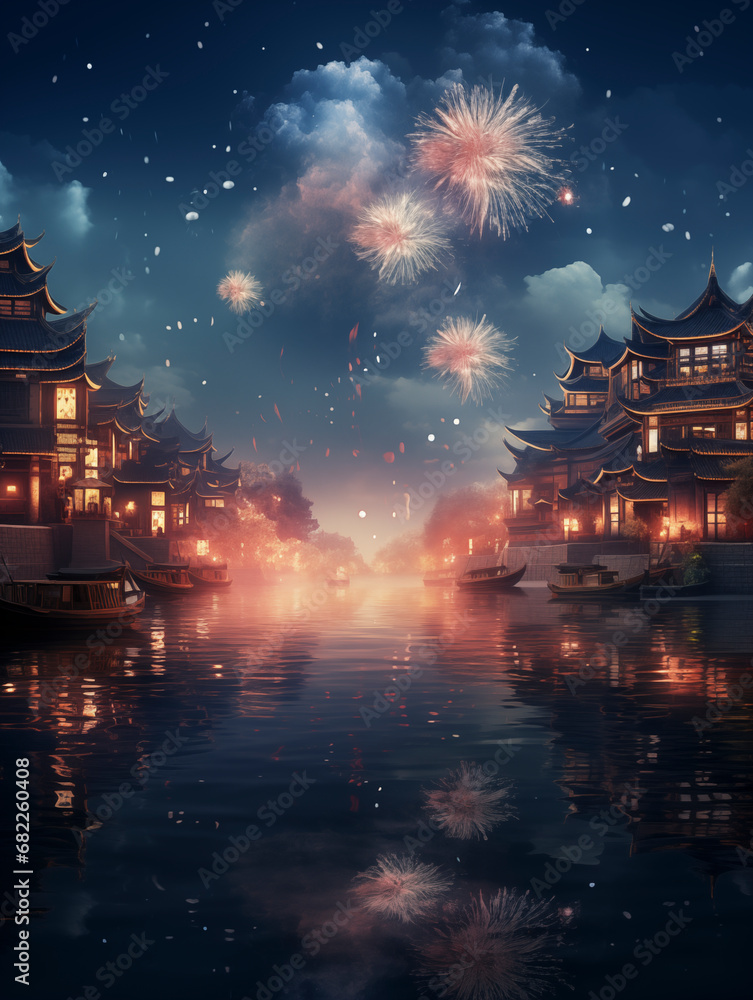 Traditional Chinese temple illuminated by a golden sunset Traditional Chinese temple illuminated by a golden sunset