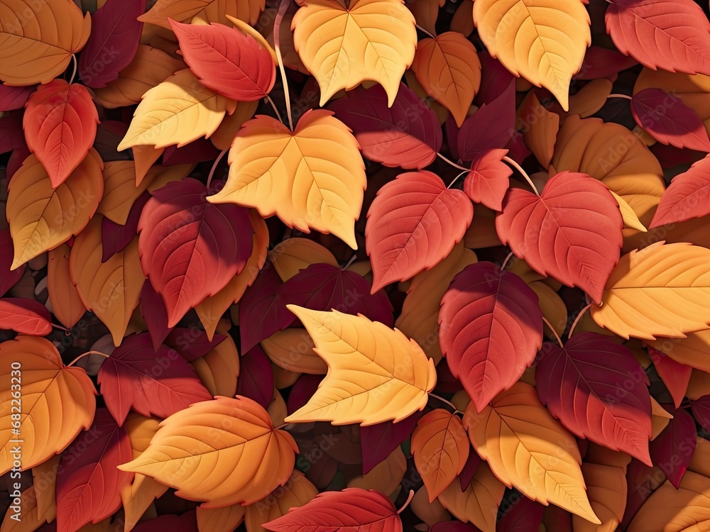Background of autumn leaves produced with generative AI