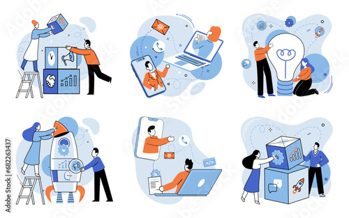 Team building vector illustration. The planning phase set foundation for project success The association with industry leaders enhanced teams credibility Effective communication was crucial