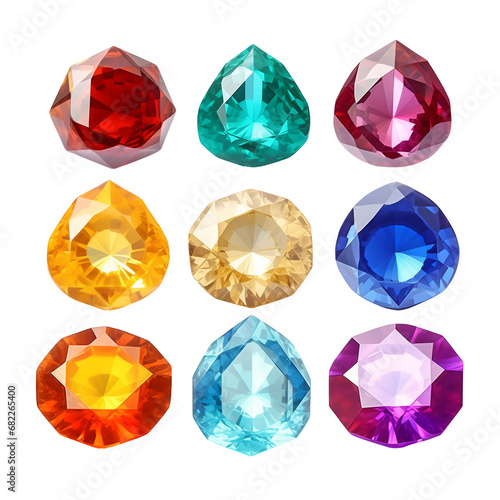 Set of colorful beautiful gemstones