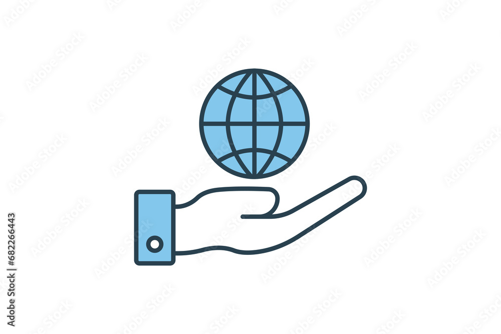 responsibility icon. hand and earth. flat line icon style. simple vector design editable responsibility icon. hand and earth. flat line icon style. simple vector design editable