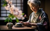 Old-Age Woman Tea Elegance