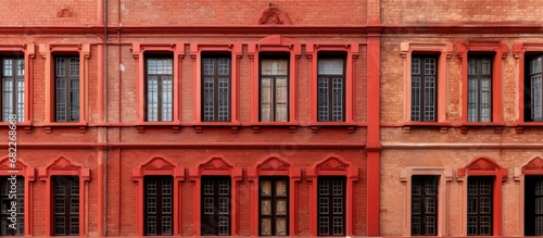 In City, an old house stood majestically with its vibrant red brick walls, embodying the rich architecture and textured design of the past. Its windows, framed by intricate ceramic details, added pops