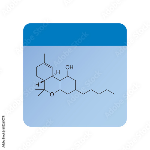 Diagram showing schematic molecular structure of Phosphatidylcholine Blue Scientific vector illustration.