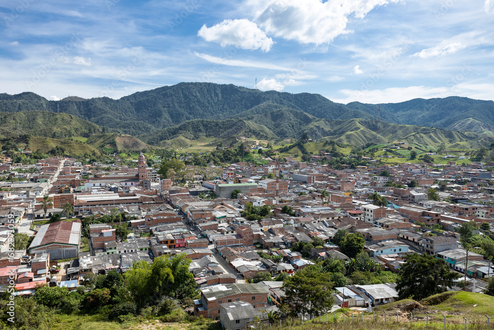 Fototapeta premium Amalfi, Antioquia - Colombia. September 20, 2023. Municipality of Antioquia that is located in the Central Mountain Range of the Andes