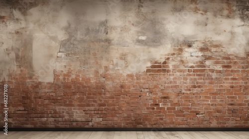 A bare brick wall in an urban setting for product mockup AI generated illustration