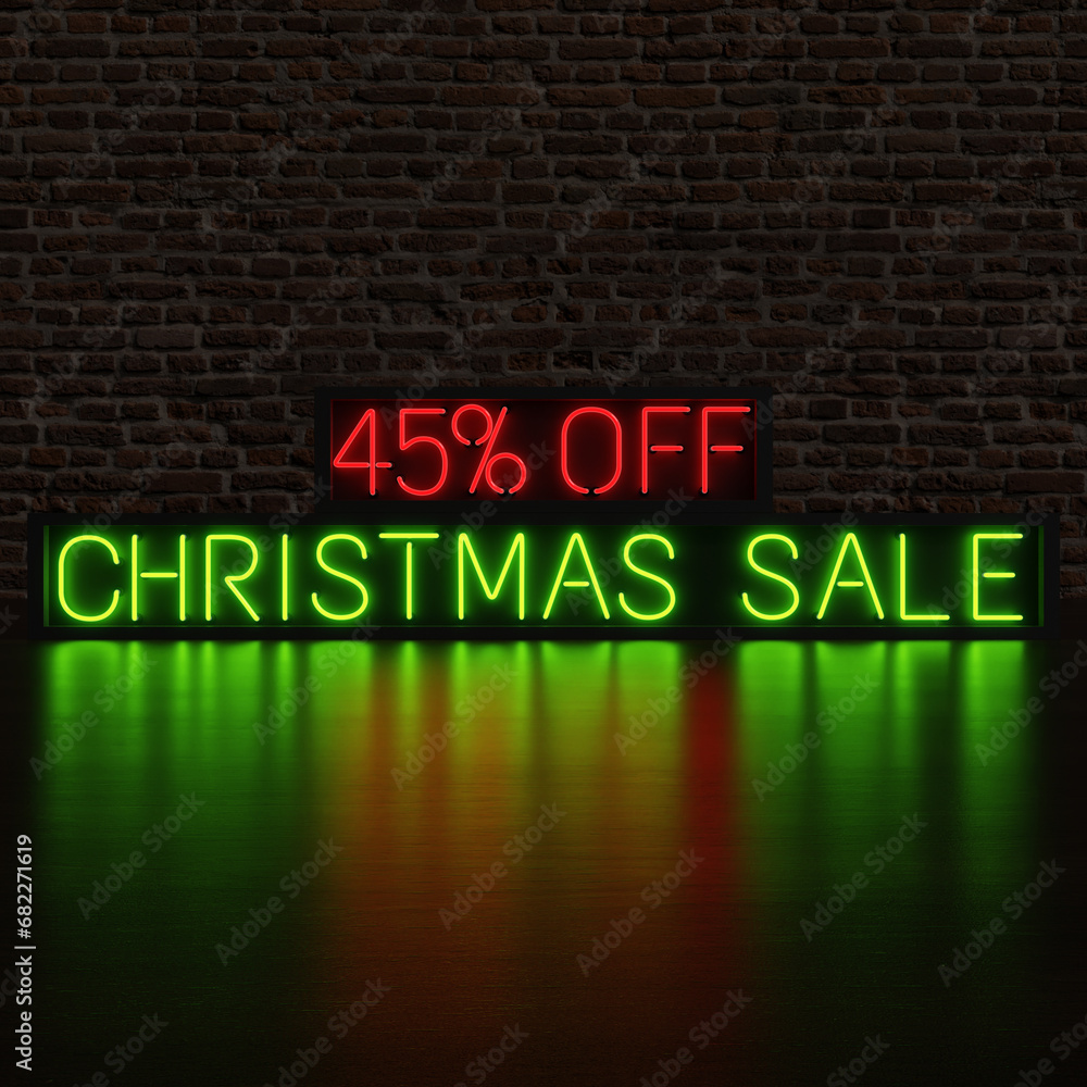 45 Percent Off Christmas Sale With Brick Background 45 Percent Off Christmas Sale With Brick Background