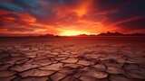 A barren desert against a vibrant sunset sky  AI generated illustration
