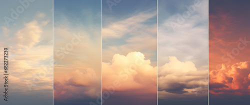 Background of sunrise in the sky, tonal, multi-panel compositions,minimal surreal animation concept photo