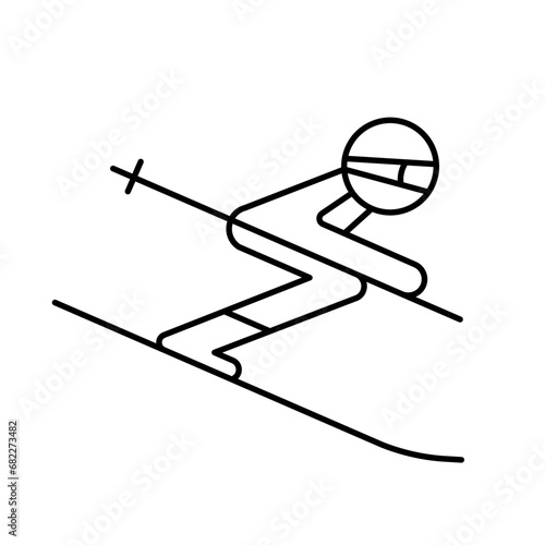 Skier icon symbol. Outline vector illustration
