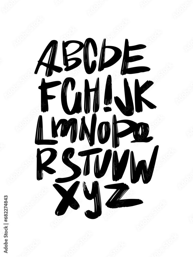 Hand-written graffiti alphabet font. Vector Hand-written graffiti alphabet font. Vector