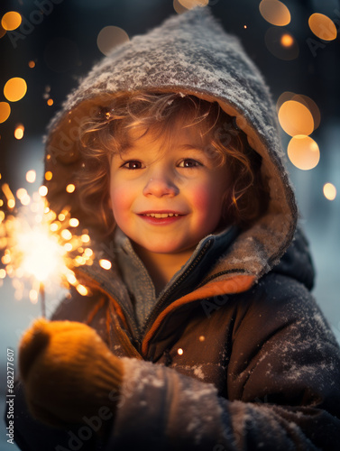 kid holding a sparkler