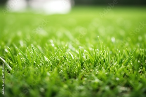 close-up of fresh green grass on a baseball field