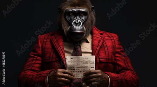Gorilla dressed as a ticket checker