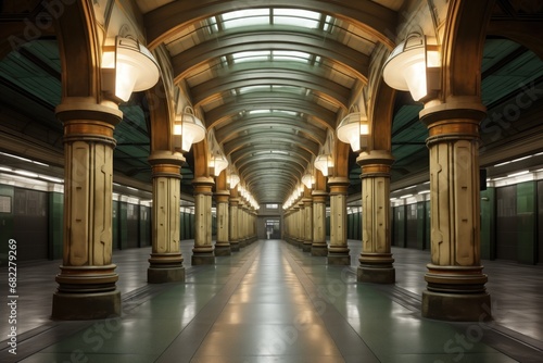 subway station architecture with beams and columns