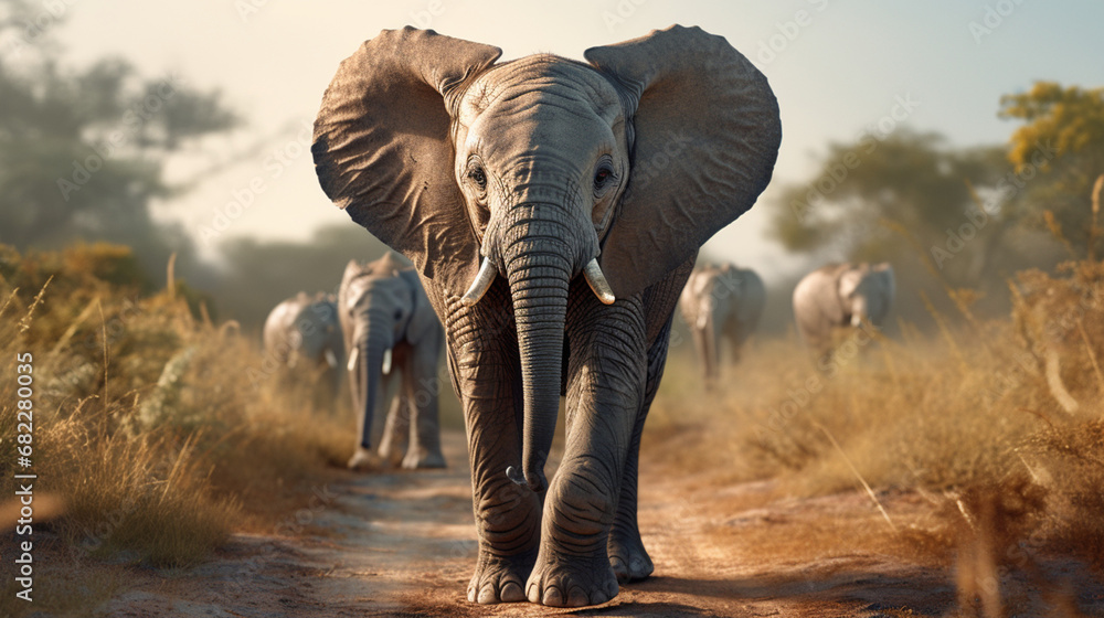 Fototapeta premium African elephant calf 8K created with Generative Ai
