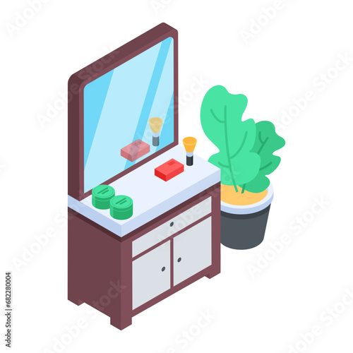 Barber Shop Interior Isometric Icon