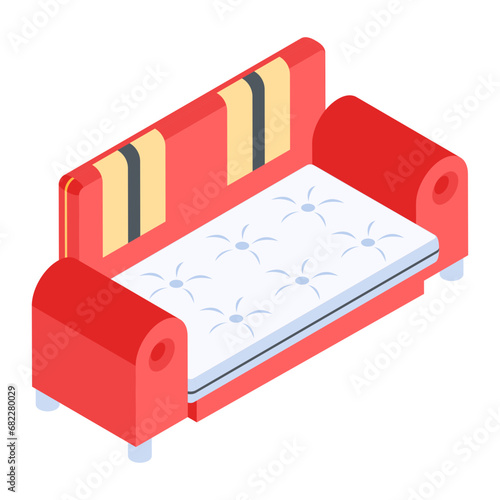 Barber Shop Interior Isometric Icon