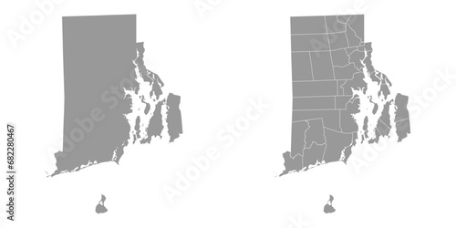 Rhode Island state gray maps. Vector illustration.