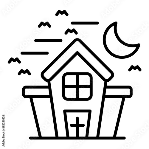 Haunted House Line Icon