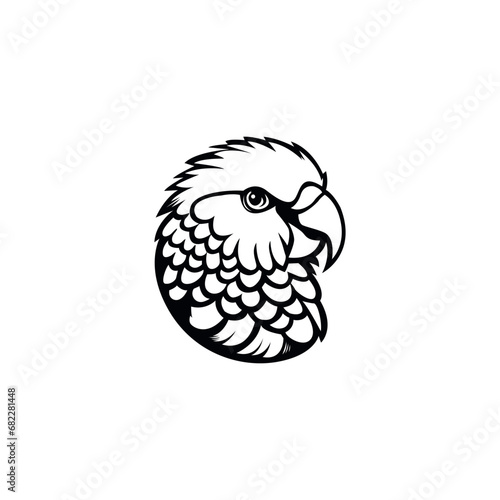 Parrot. Tropical bird. Vector illustration. Logo, emblem, icon, sign