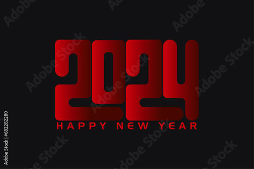 Happy new year 2024 design. abstract truncated number illustrations for poster, banner, greeting and new year 2024