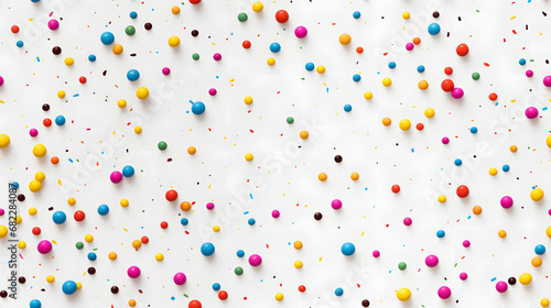 Colorful candy sprinkles on white base  seamless texture