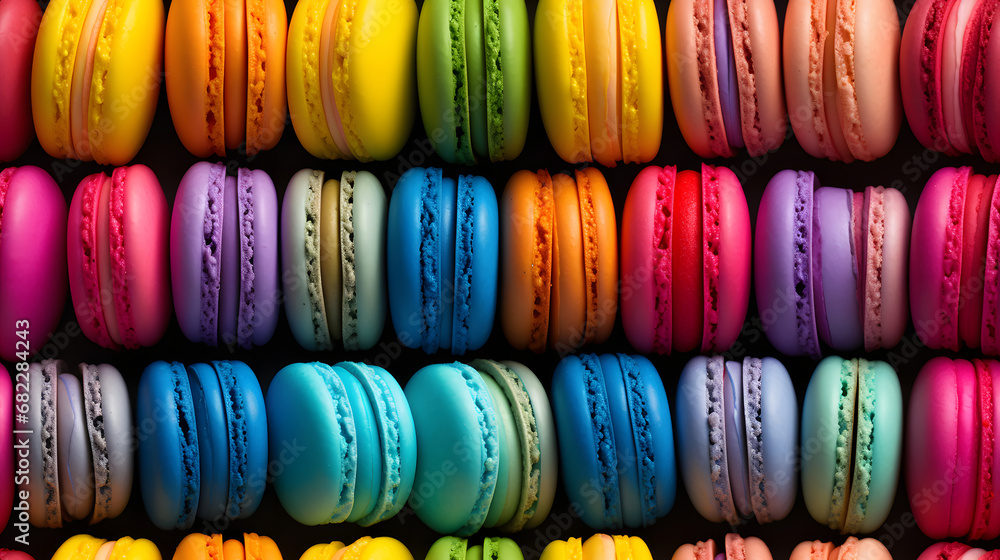 Rainbow pattern of colorful macarons, seamless texture