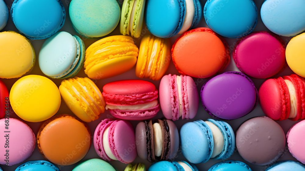 Obraz premium Rainbow pattern of colorful macarons, seamless texture