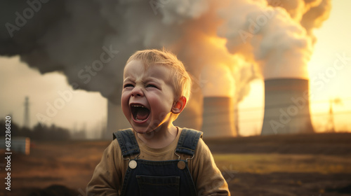 nuclear power station with crying kid