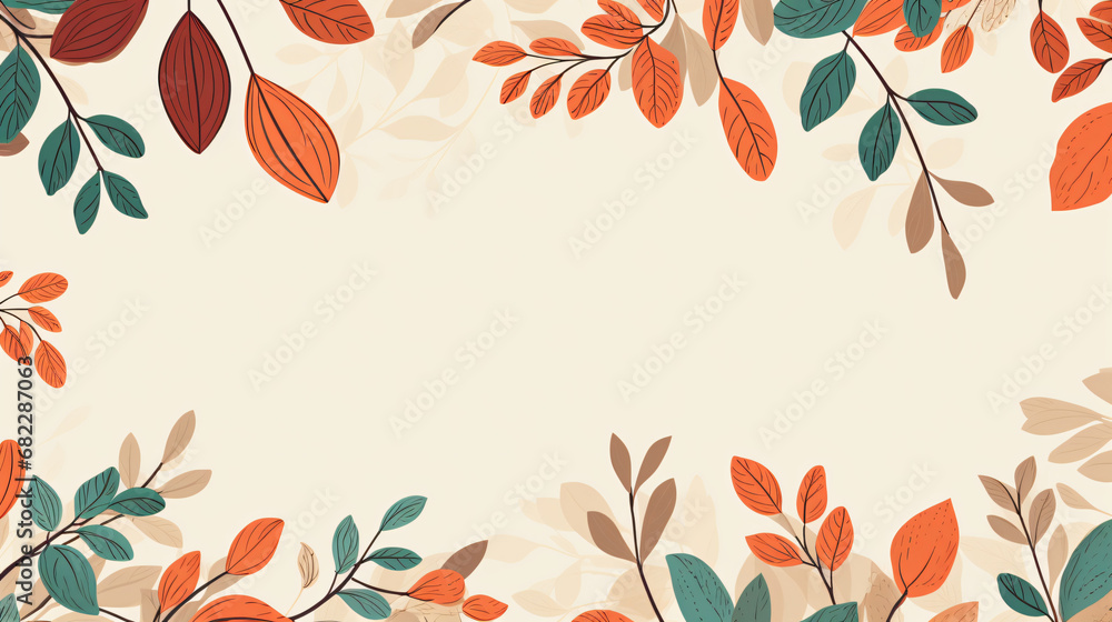 Hand drawn horizontal banner pattern with autumn