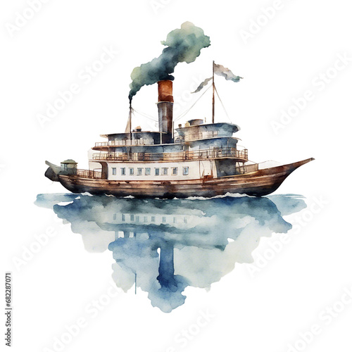 watercolour steamboat