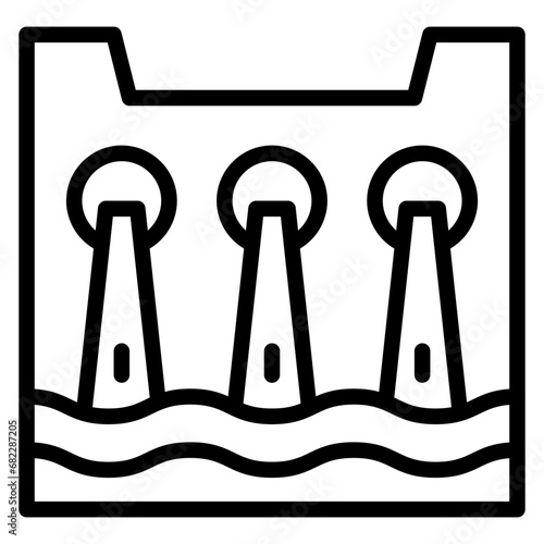 Hydroelectric Line Icon