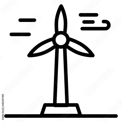 Wind Turbine Line Icon