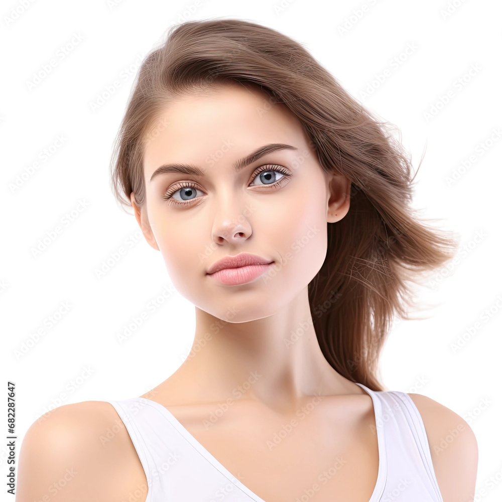 Beutiful Young Woman with Brunette Hair, Isolated Beutiful Young Woman with Brunette Hair, Isolated