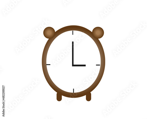 brown clock, alarm clock, on a white background