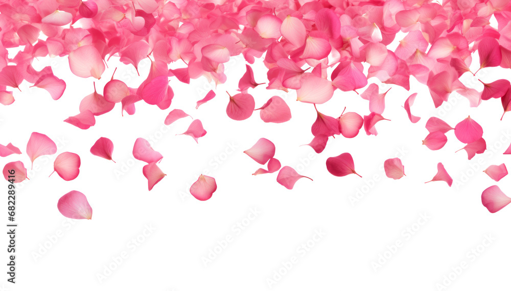 pink rose petals frame isolated on transparent background cutout