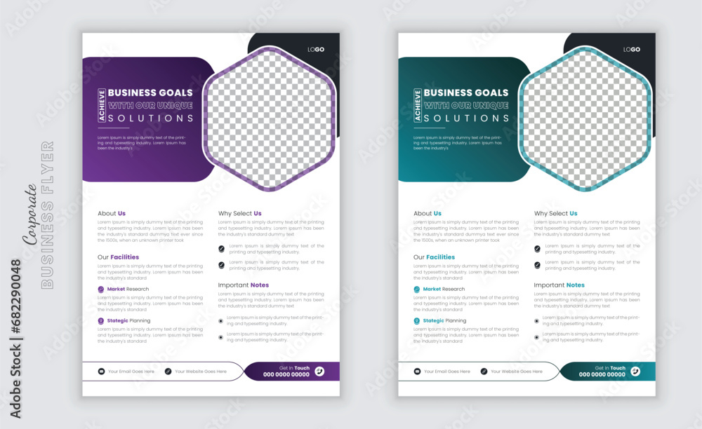 Modern corporate business flyer template set with geometric shape Modern corporate business flyer template set with geometric shape