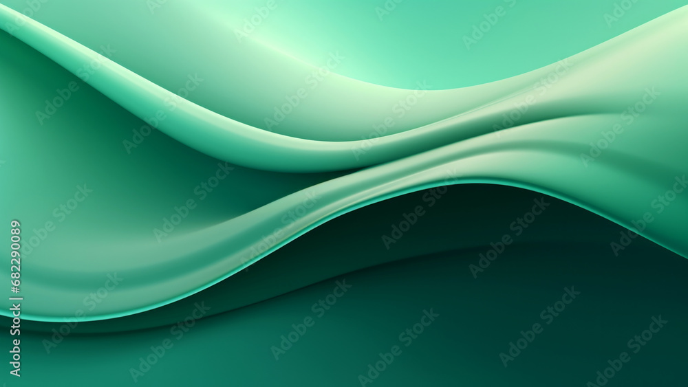 Abstract satin sea green waves design with smooth curves and soft shadows on clean modern background. Fluid gradient motion of dynamic lines on minimal backdrop Abstract satin sea green waves design with smooth curves and soft shadows on clean modern background. Fluid gradient motion of dynamic lines on minimal backdrop