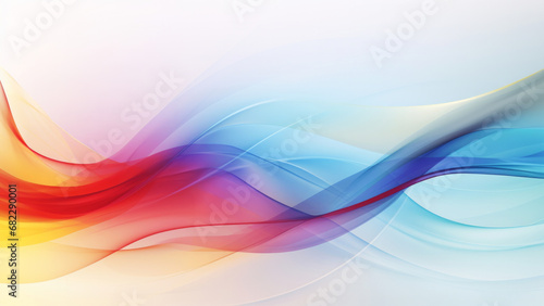 Abstract rainbow waves design with smooth curves and soft shadows on clean modern background. Fluid gradient motion of dynamic lines on minimal backdrop