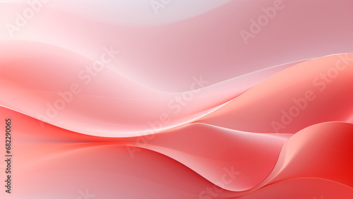 Abstract rose salmon coral waves design with smooth curves and soft shadows on clean modern background. Fluid gradient motion of dynamic lines on minimal backdrop