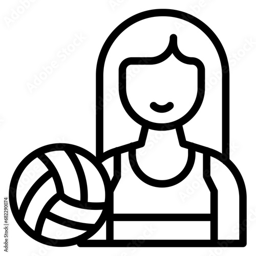 Lady Player Line Icon